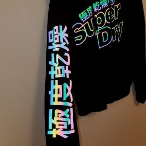 Superdry Tonal Reactive black hoodie Size large